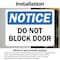 Signmission OSHA Notice Decal - Do Not Block Door, 10 in W x Rectangle, Vinyl Decal OS-2PACK-NS-D-710-L-19530 - alternate 6